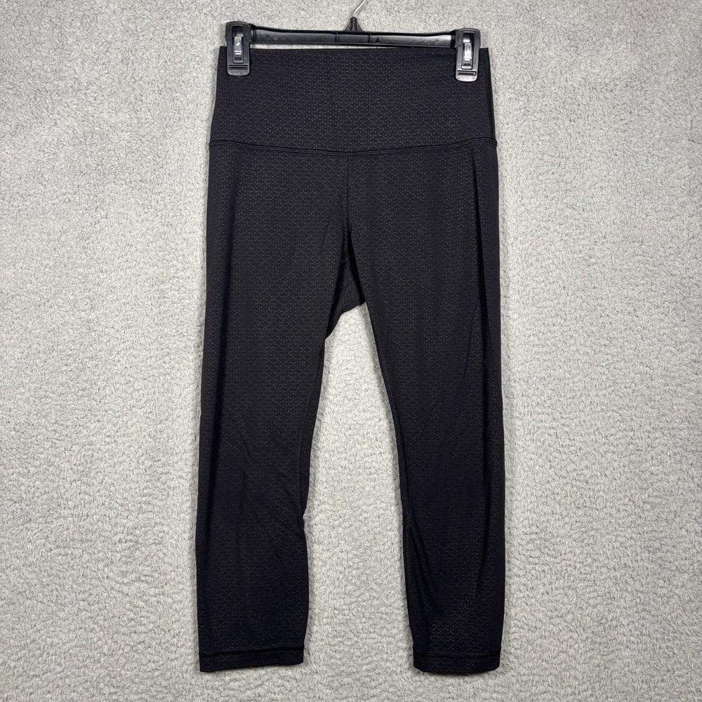 Lululemon Wunder Under High-Rise Crop 21 Black Dotted Yoga Leggings Size 6